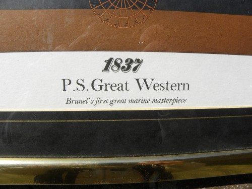 Schilderij / prent met schip P.S. Great Western 1837, in gou