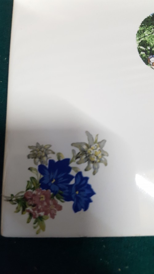 Wandtegel met afbeelding 4x boeket bloemen met edelweiss op 