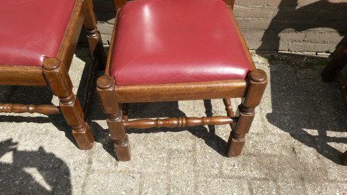 stoelen 4 stuks rood leer bekleed