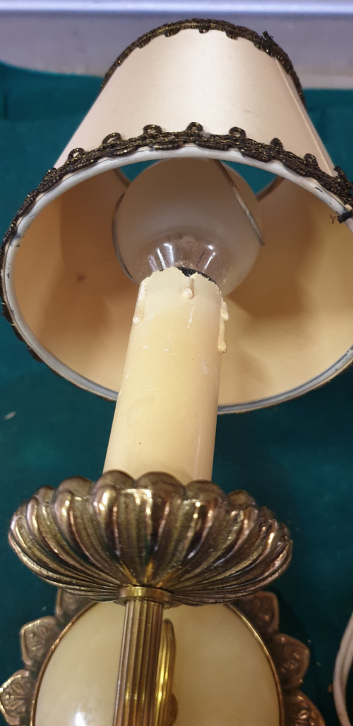wandlamp vintage messing marmer