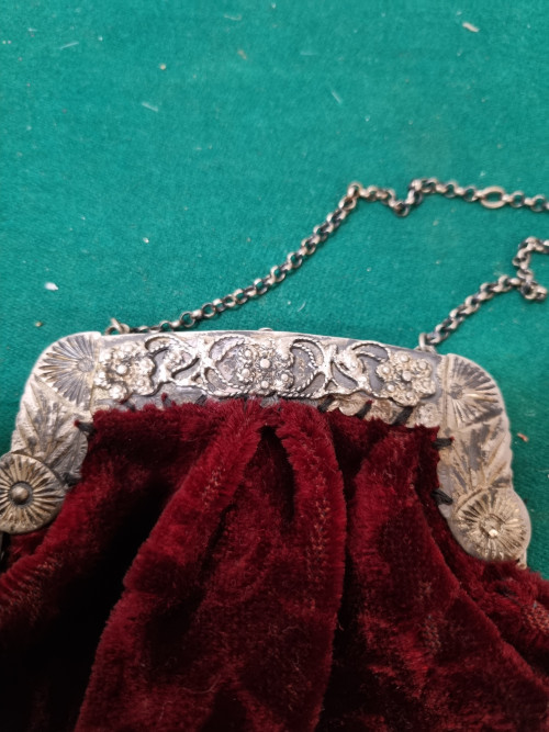 Avond tas antiek met zilveren beugel 1900