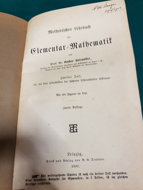 Boek, antiek, 1897, Duits, Methodisches Lehrbuch der Element