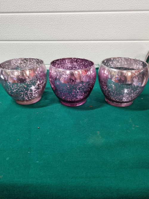 Waxcinehouders roze glas glanzend