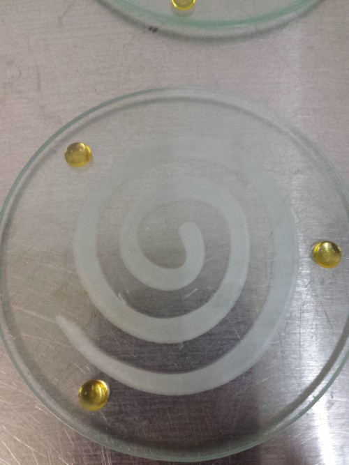 Onderzetters van glas met decoratie van spiraal, 6 stuks