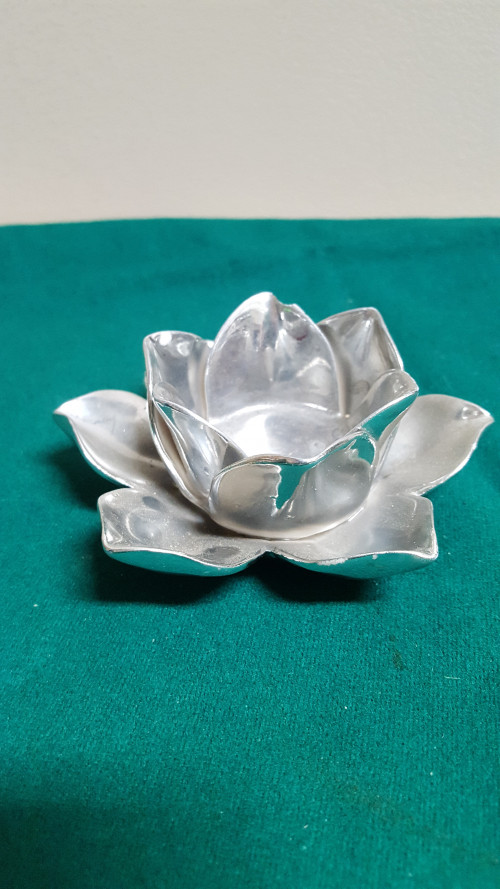 kandelaar  [4] bloem aardewerk zilver