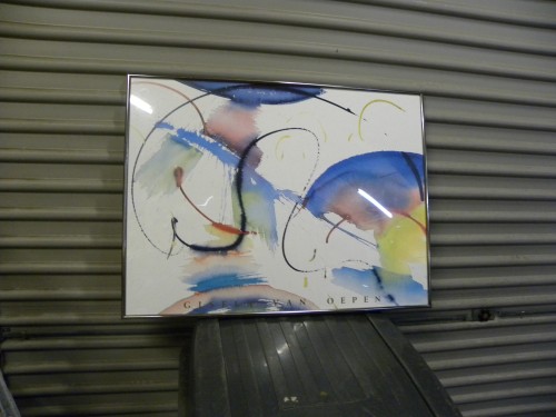 Schilderij / prent abstract blauw wit hoofdkleuren door Gise