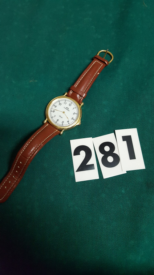s [281 ] vintage horloge , bruin leer