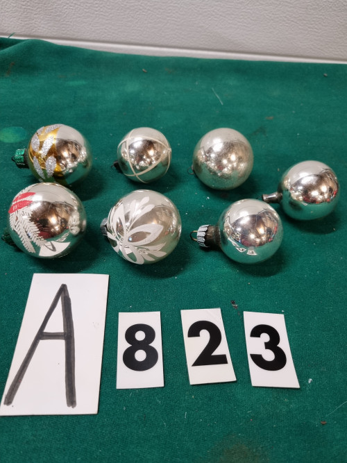 kerstballen zilver vintage 7 stuks [a823]
