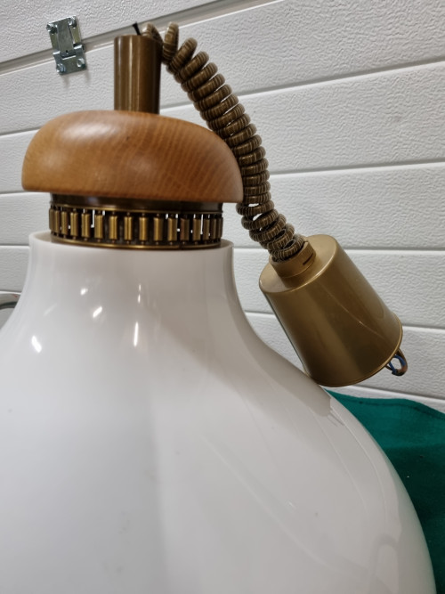 Hanglamp hout witte kap uittrekbaar