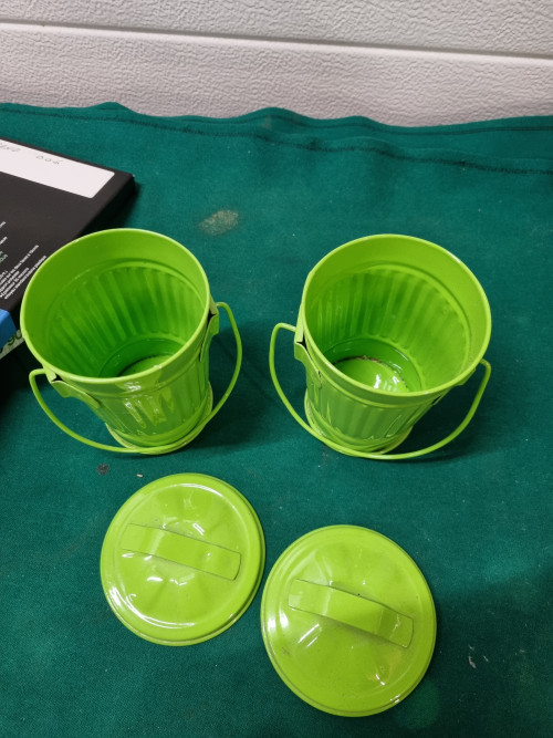 Vuilnisbakjes mini tafelmodel groen twee stuks
