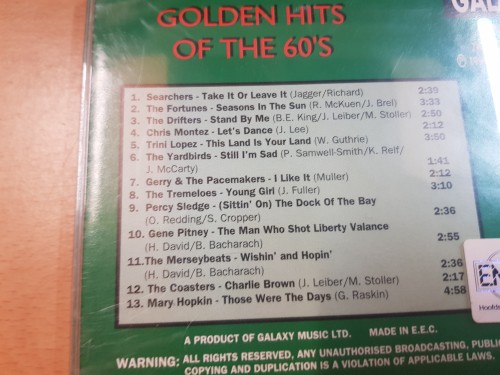 Cd Golden Hits of the 60's, verzamel, Engelstalig