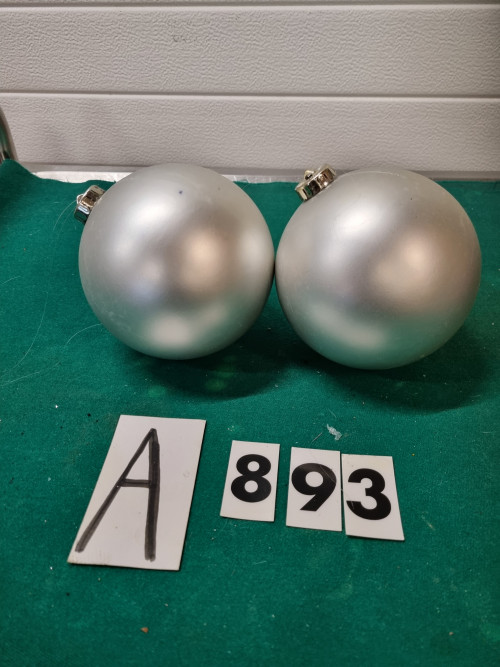 kerstballen groot grijs kunststof [a893]