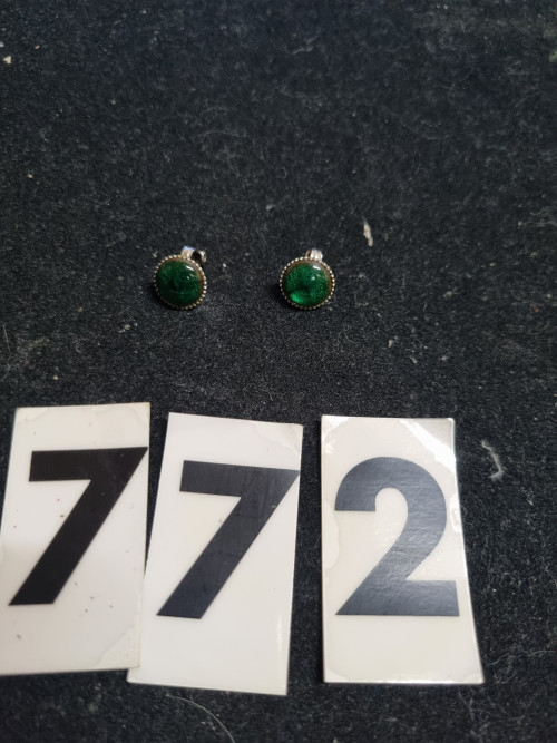 oorbellen groene steen klip [772]