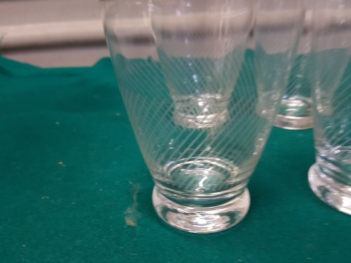 Drinkglas, vintage, dun glas, decoratieve strepen, 8 stuks