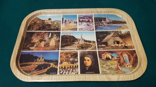 Dienblad met afbeeldingen Lourdes van metaal