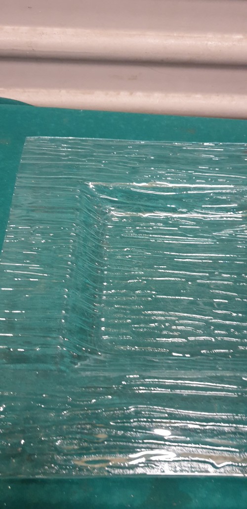 Decoratie schaal van geribbeld glas, vierkant