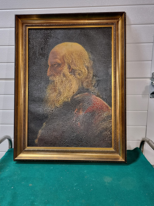 schilderij portret oude man met baard in gouden lijst