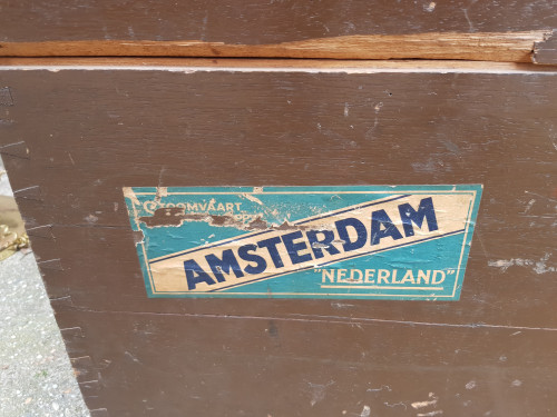 reiskoffer antiek , jaren 1930- 40, van eikenhout