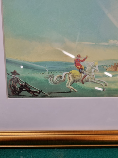 Schilderij tekening man met paard