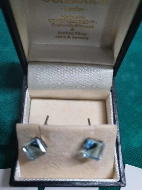 Oorbellen swarovski blauwe kristal zilver no606