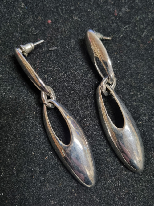 oorbellen hangers verzilverd en stras steentjes [754]