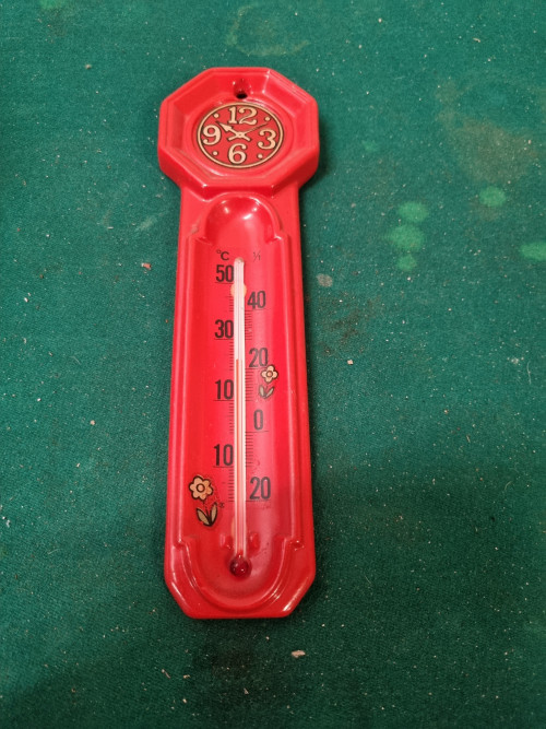 barometer aardewerk rood vintage