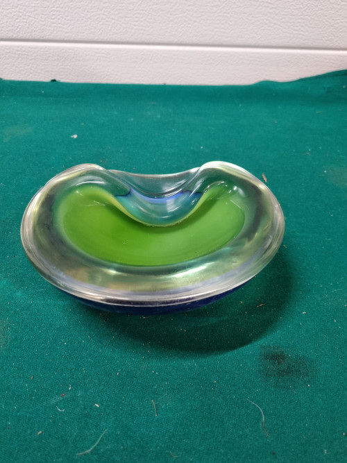 -	schaal murano glas groen blauw