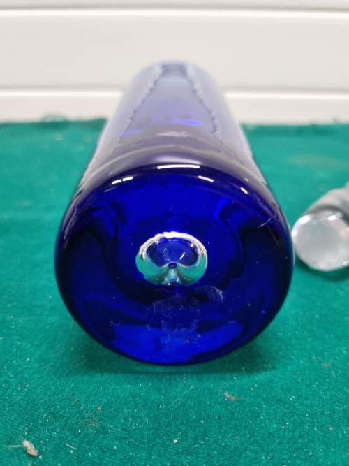 -fles glas blauw met dop