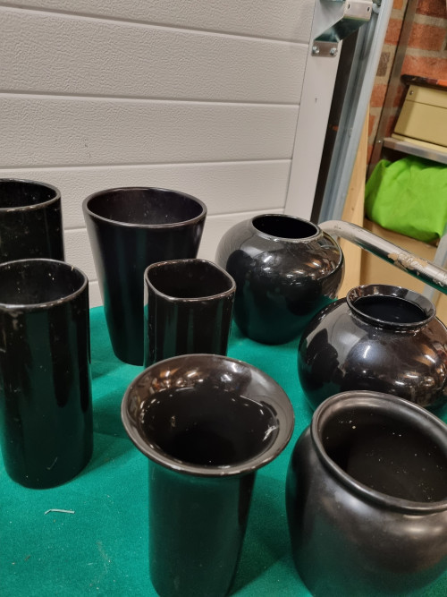 Vaasjes potten zwart 8 stuks