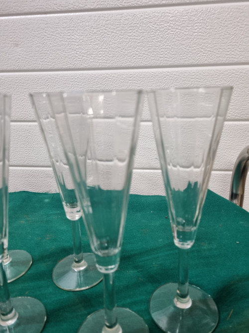 champagne glazen kristal jaren 60/70 zes stuks
