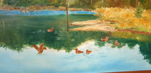 schilderiij bomen en eenden, 19-4- 80