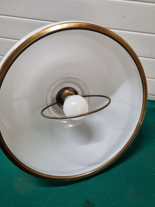 Hanglamp messing wit glas uittrekbaar