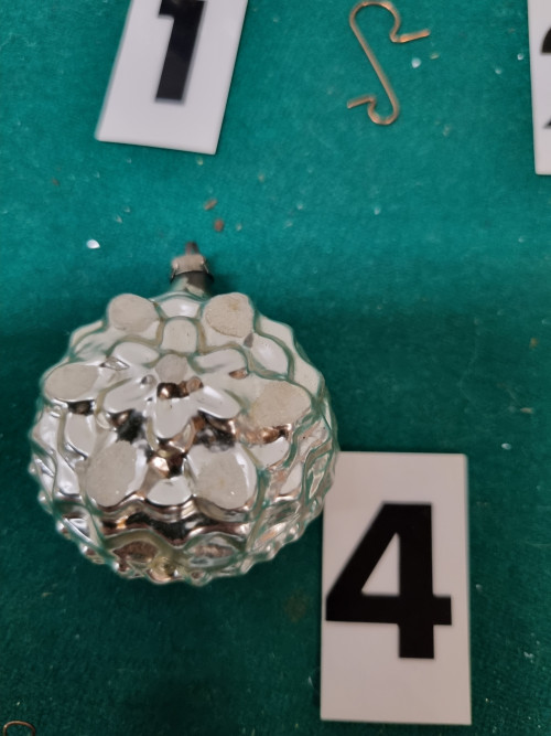 kerstboomhangers retro 7 stuks zilver glas , [a513]