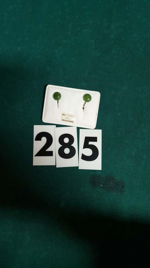 s [ 285 ] oorbellen clips, groen jade