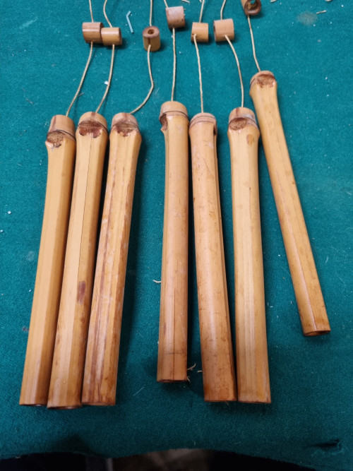Bamboe windgong uil vintage
