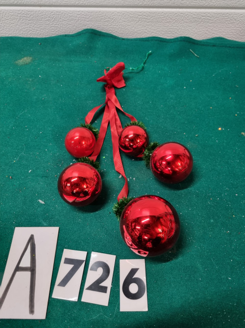 kersthanger retro rode glas ballen [a726]