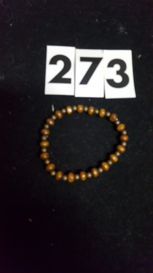 s [ 273 ], armband, houten kralen bruin
