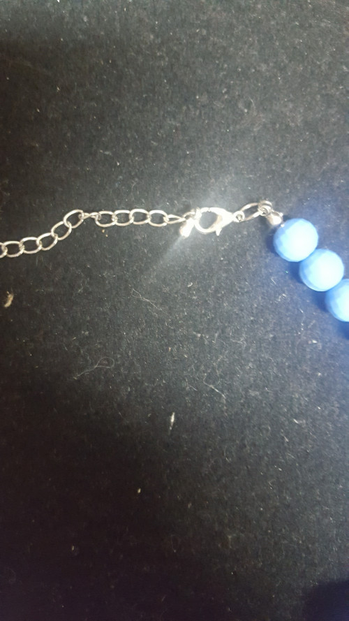 s 285, halsketting, zilver met blauw