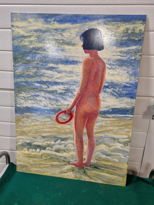 schilderij meisje aan het strand