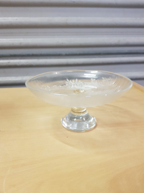 taartschaal glas met afbeeldingren eenden