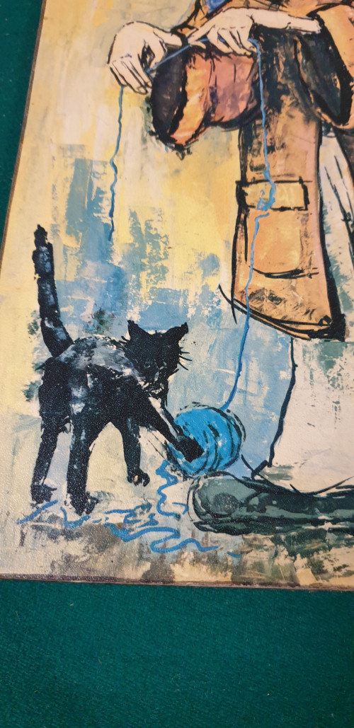 schilderij prent clown met zwarte kat