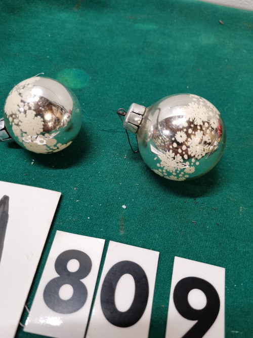 kerstballen bewerkt zilver vintage [a809]