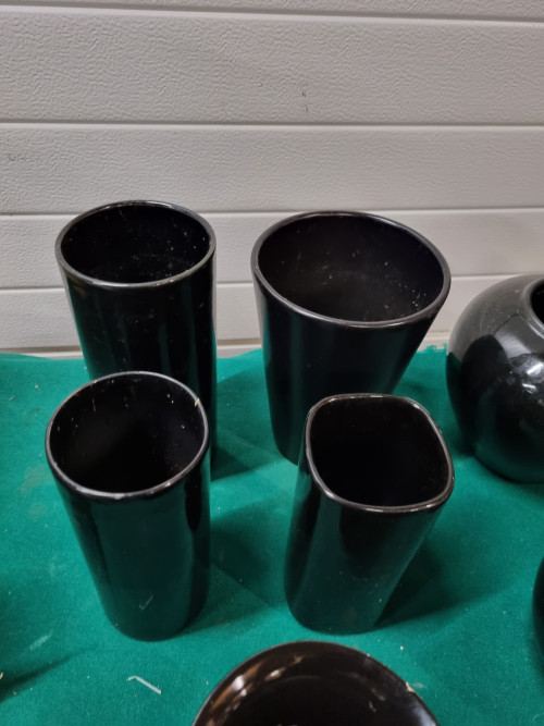 Vaasjes potten zwart 8 stuks
