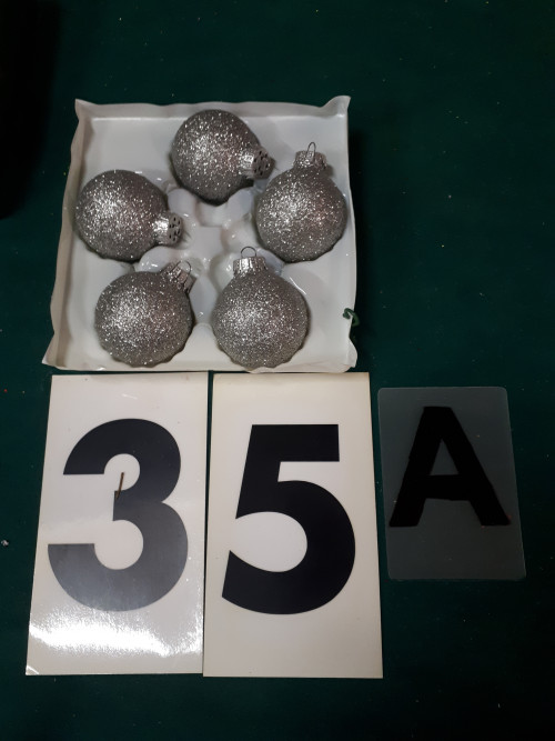 35/a kerstballen zilver glitter 5 stuks kunststof