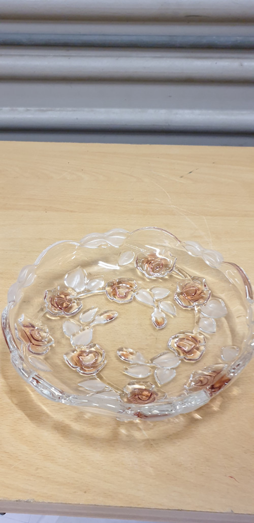 bonbon schaaltje van glas met rozen