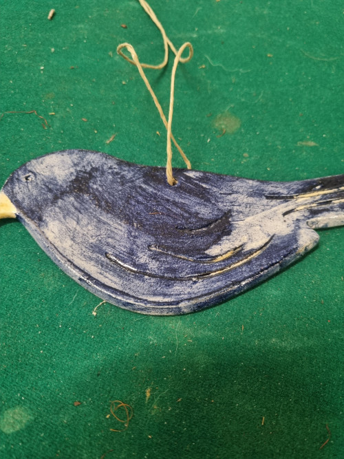 Vogel hanger keramiek blauw