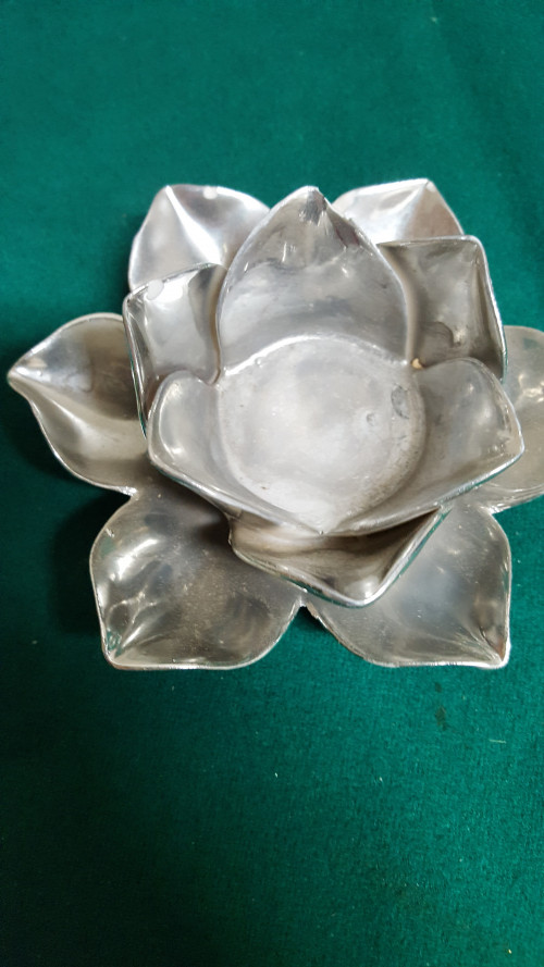 kandelaar  [4] bloem aardewerk zilver