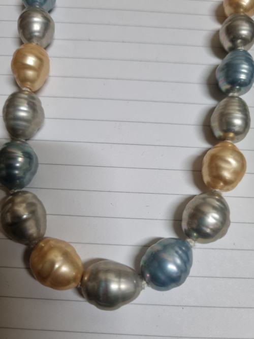 halsketting parelmoer goud zilver blauw kralen