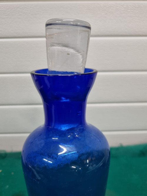 -fles glas blauw met dop