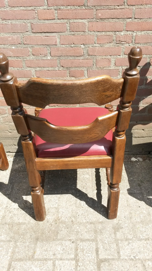 stoelen 4 stuks rood leer bekleed